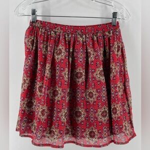 Lovely Hollister Red Patterned flowy Mini Skirt